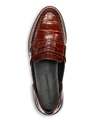 Women's Tash Croc Embossed Leather D'Orsay Penny Loafers