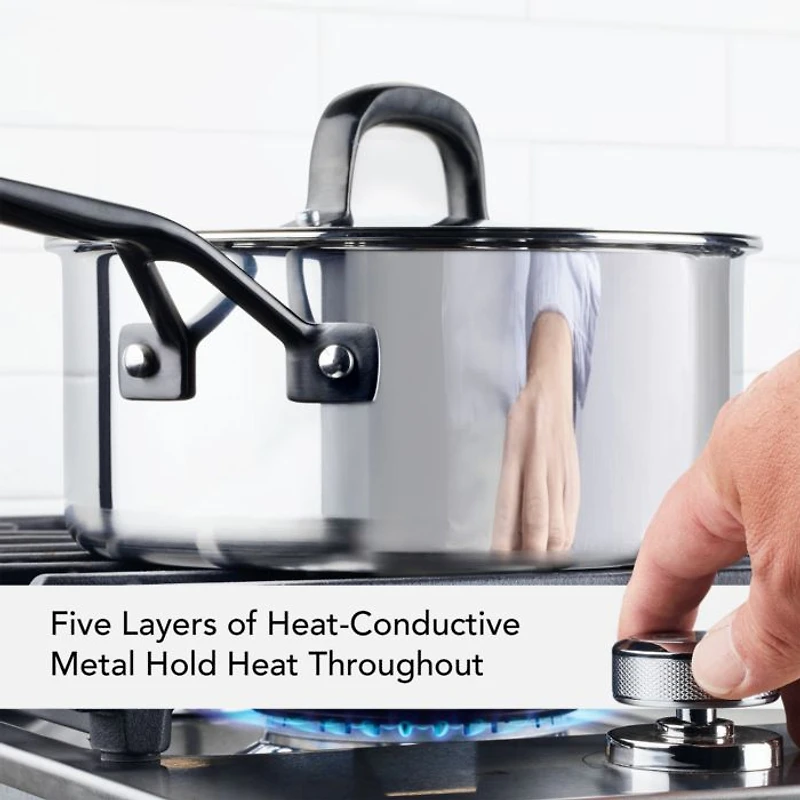 5 Ply Stainless Steel 1.5 Qt Saucepan and Lid