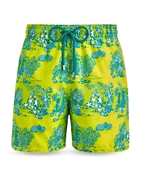 Moorea Deep Sea Toile De Jouy Print 6" Swim Trunks