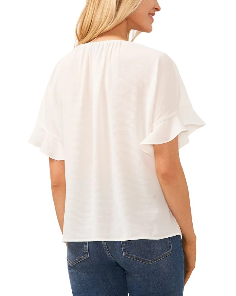 Ruffle Sleeve Drop Shoulder Blouse