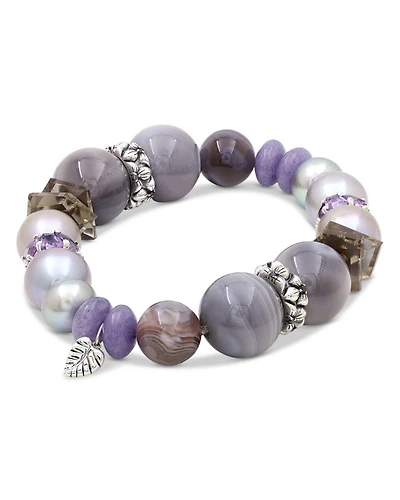 Mixed Gemstone Bracelet with Black Diamonds, 0.10 tcw