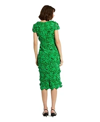 Floral Lace Fitted Short Sleeve Midi Dress