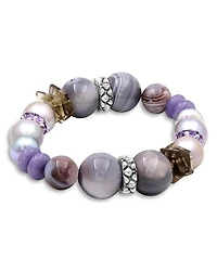 Mixed Gemstone Bracelet with Black Diamonds, 0.10 tcw