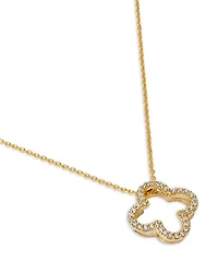 Diamond Openwork Clover Pendant Necklace in 14K Yellow Gold, 0.20 tcw