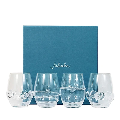 Juliska Heritage Stemless Wine Glasses, Assorted Set of 4