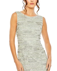 Sleeveless Crystal Fringe Column Dress
