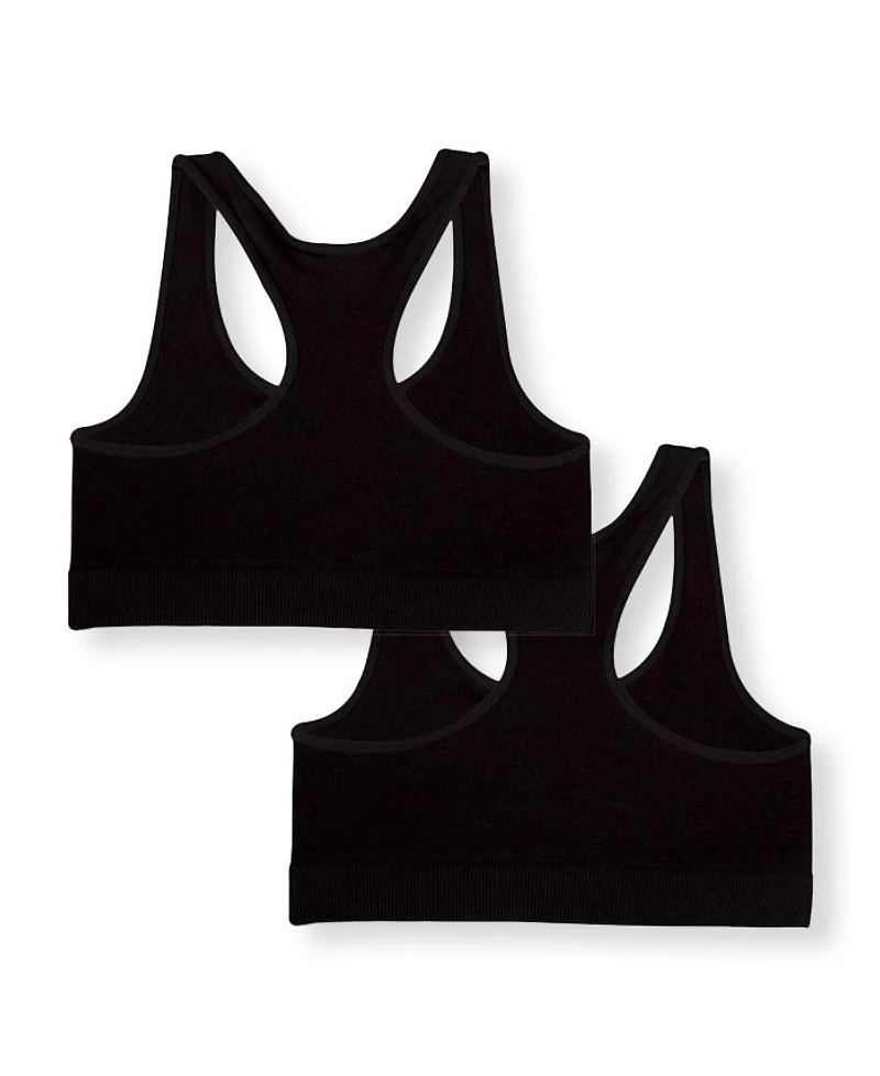 Girls' Racer Back Sports Bra, Bundle of Two - Big Kid