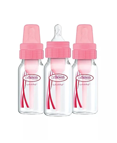 Dr. Brown's Dr. Browns Girls' Natural Flow Anti-Colic Baby Bottles, 4oz, 3 Pack