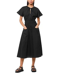 Whistles Poplin Shirred Dress