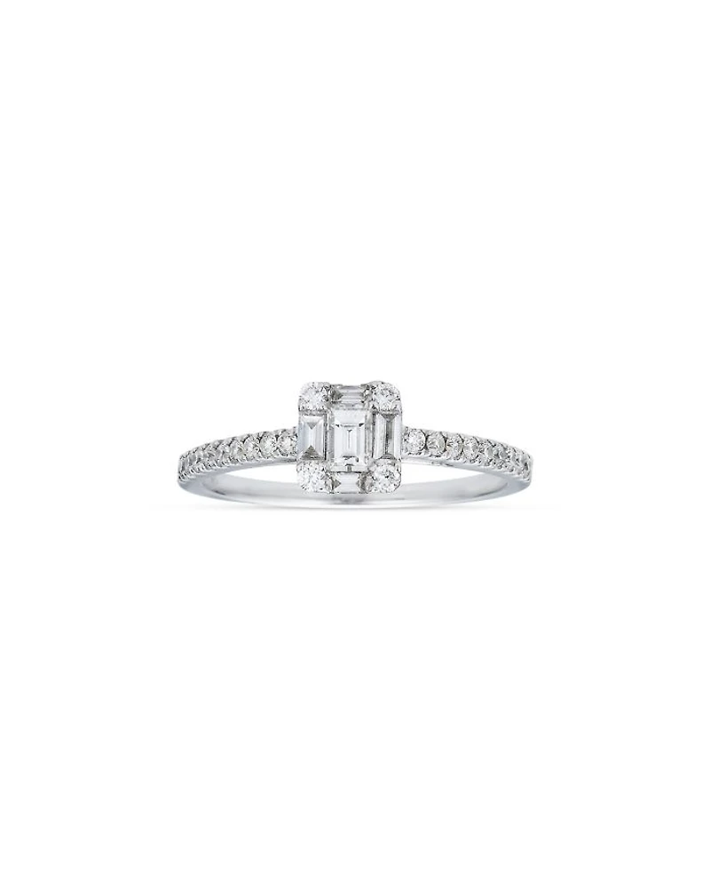 18K White Gold Mosaic Diamond Ring