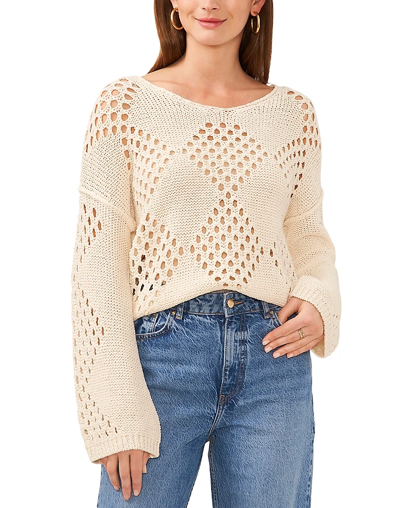 Vince Camuto Diamond Pointelle Sweater