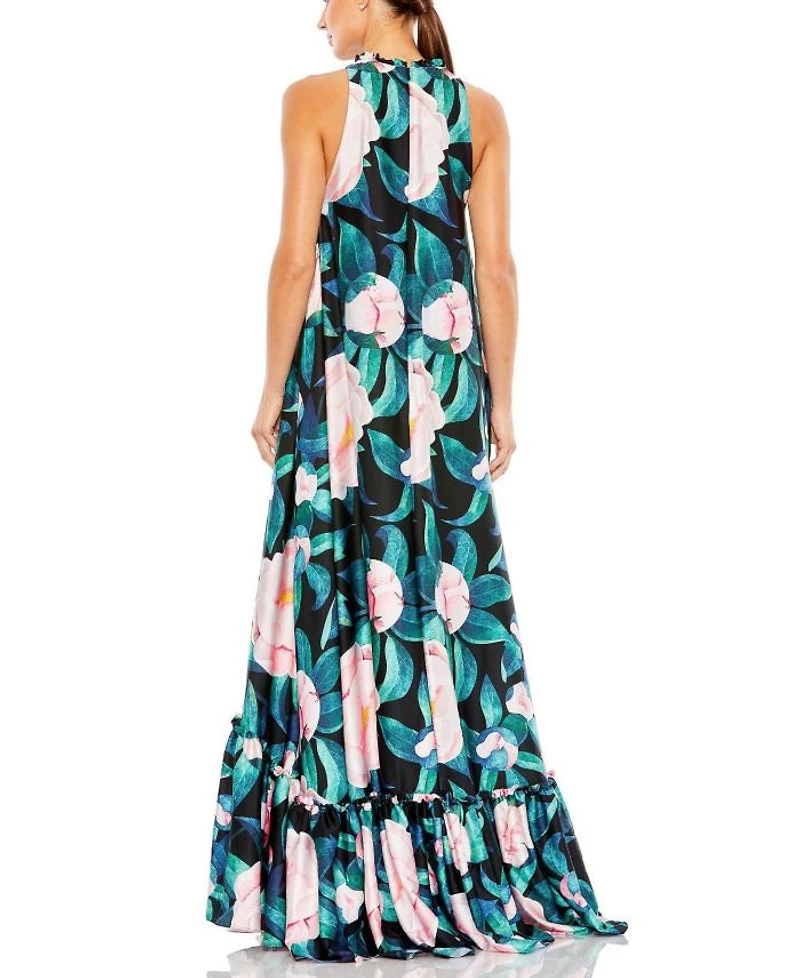 Floral Printed High Neck Babydoll Dress