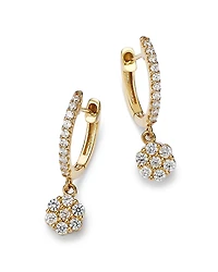 Bloomingdale's Fine Collection Diamond Flower Dangle Hoop Earrings