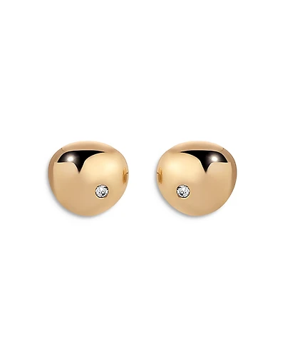 Ettika Pave Polished Pebble Stud Earrings
