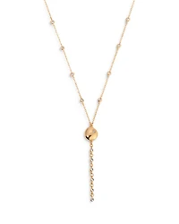 Cubic Zirconia Polished Pebble Lariat Necklace in 18K Gold Plated, 22"-25"