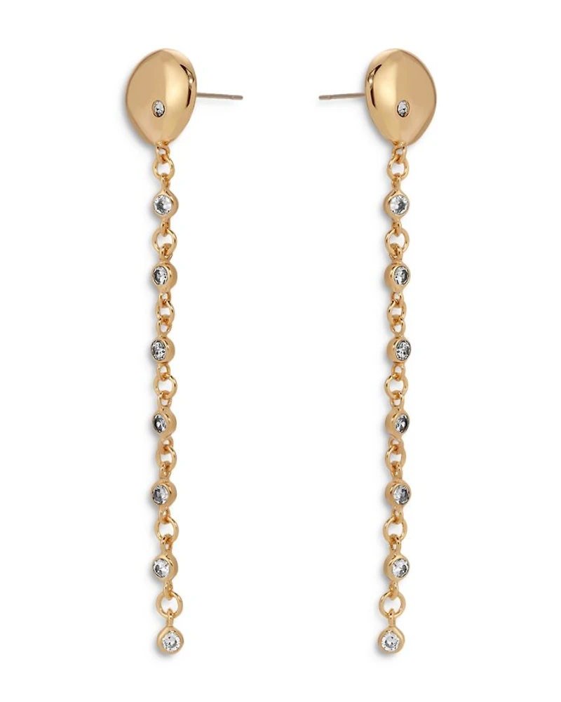 Pavé Polished Pebble Chain Link Linear Drop Earrings
