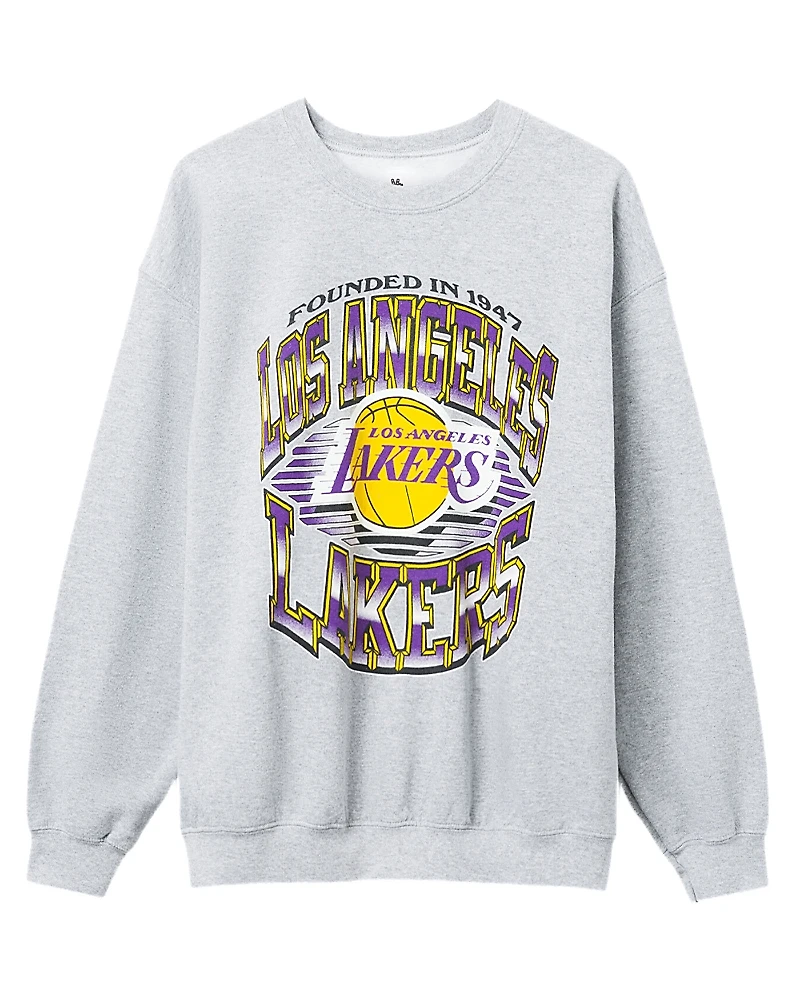 Junk Food Clothing Unisex Lakers Chrome Lines Crew Fleece Sweatshirt