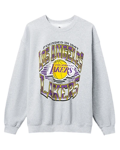 Junk Food Clothing Unisex Lakers Chrome Lines Crew Fleece Sweatshirt