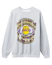 Junk Food Clothing Unisex Lakers Chrome Lines Crew Fleece Sweatshirt