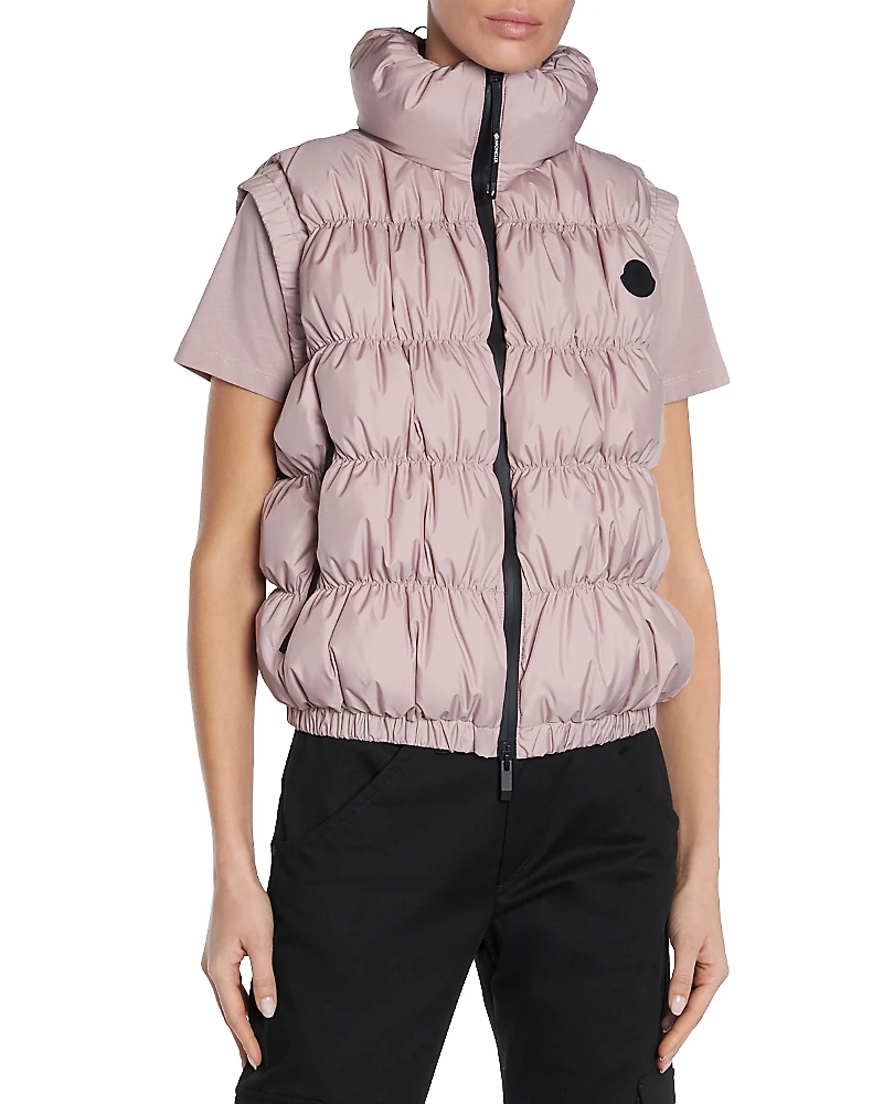 Moncler Apriate Ruched Down Puffer Vest