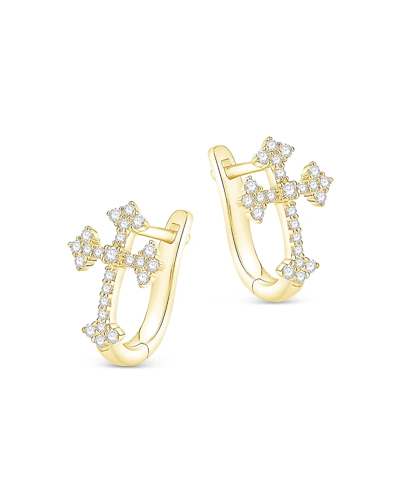 Bloomingdale's Fine Collection Diamond Cross Hoop Earrings