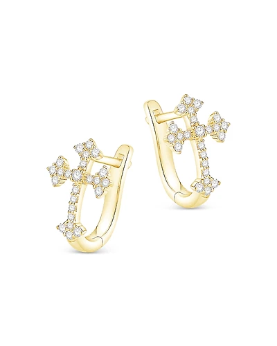 Bloomingdale's Fine Collection Diamond Cross Hoop Earrings