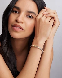 18K Yellow Gold & Sterling Silver Caviar Lux Diamond Interlocking Loop Bead Clip Bracelet - Exclusive