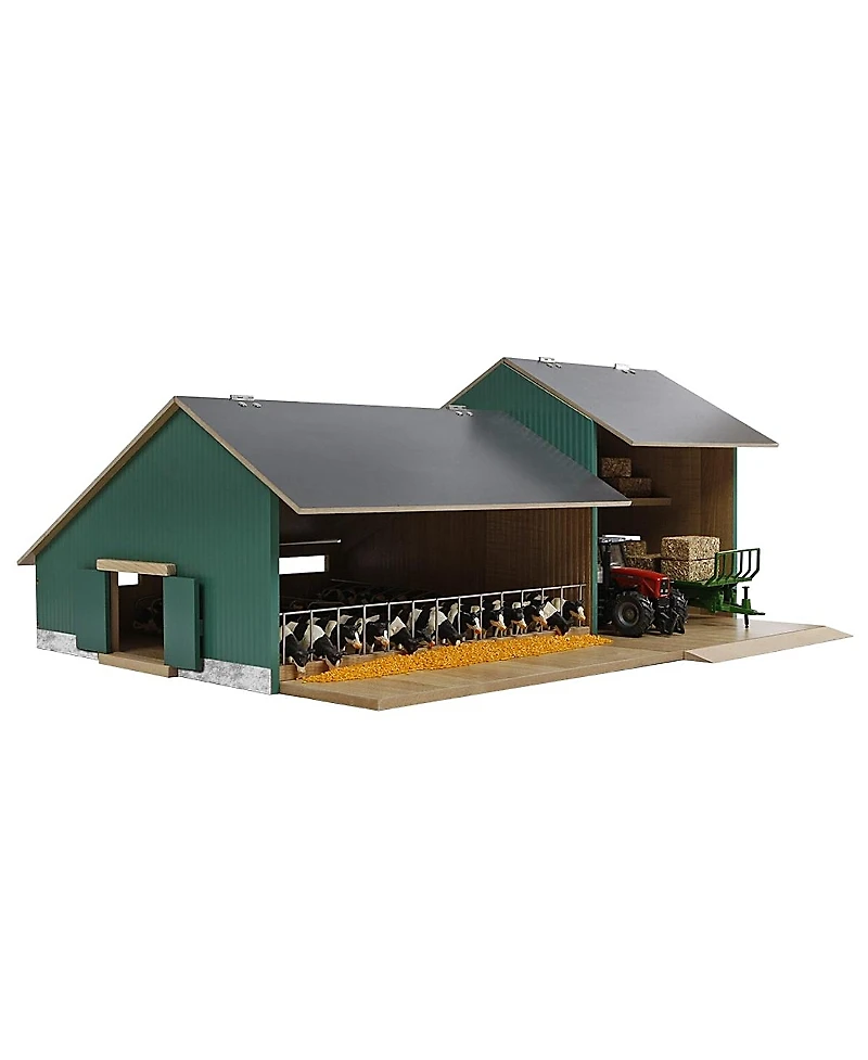 Kids Globe 1/32 Farm Machinery Two-Bay Shed with Cow Barn - Ages 2-4 Years