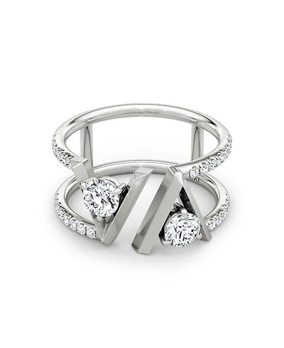V Double Row Pavé Band 14K White Gold, .72ctw Round Brilliant Lab Grown Diamonds