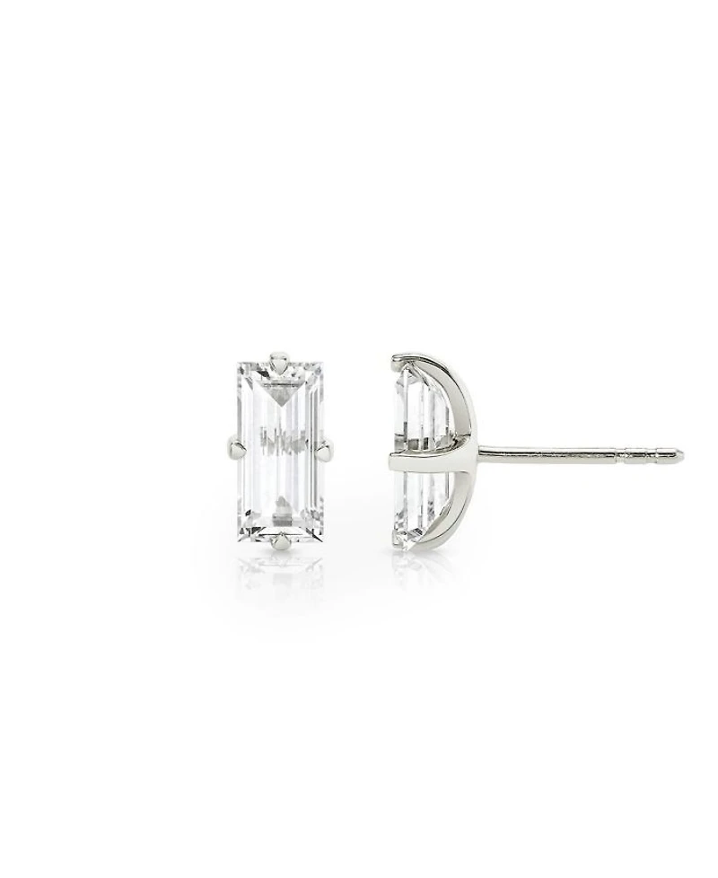 Iconic Lab-Grown Diamond Stud Earrings 14K White Gold, 1.5ctw Baguette Lab Grown Diamonds