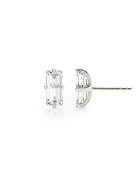 Iconic Lab-Grown Diamond Stud Earrings 14K White Gold, 1.5ctw Baguette Lab Grown Diamonds