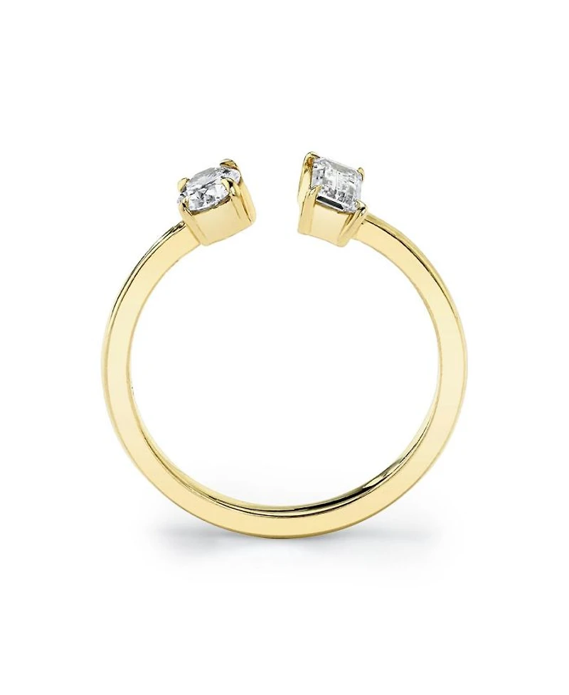 Mixed Lab-Grown Diamond Cuff Ring 14K Yellow Gold, .50ctw Baguette & Oval Lab Grown Diamonds