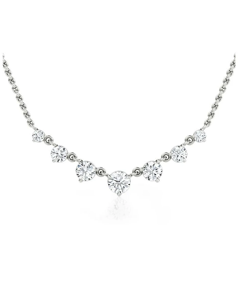 Linked Lab-Grown Diamond Tennis Necklace in 14K White Gold, .85ctw Round Brilliant Lab Grown Diamonds