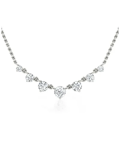 Linked Lab-Grown Diamond Tennis Necklace in 14K White Gold, .85ctw Round Brilliant Lab Grown Diamonds