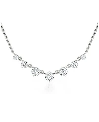 Linked Lab-Grown Diamond Tennis Necklace in 14K White Gold, .85ctw Round Brilliant Lab Grown Diamonds