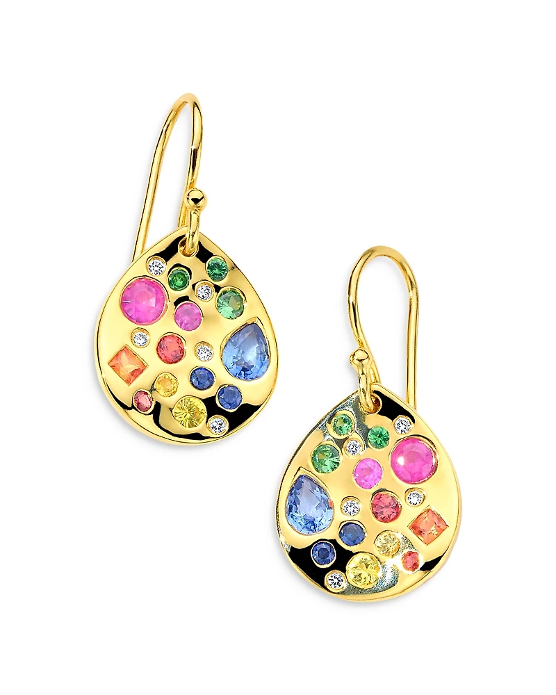 Ippolita 18K Rock Candy Rainbow Sapphire, Tsavorite & Diamond Burnished Fancy Cut Earrings - Exclusive