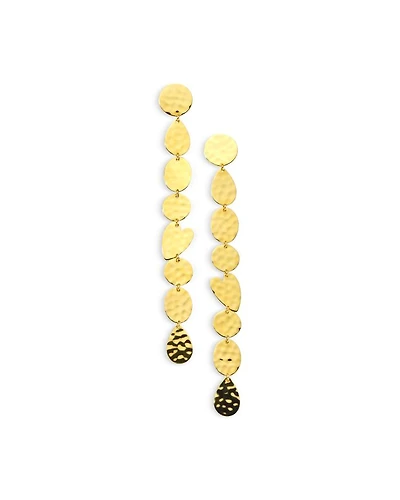 18K Yellow Gold 18K Classico Crinkle Mixed Shape Linear Drop Earrings