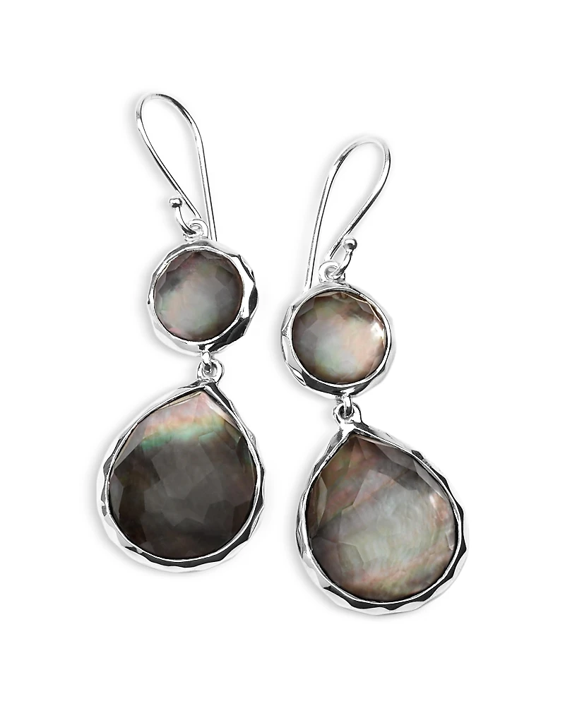 Ippolita Sterling Silver 925 Rock Candy Black Shell Doublet Double Drop Earrings