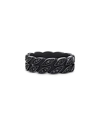 David Yurman Men's Black Titanium Chain Black Diamond Pave Curb Link Ring