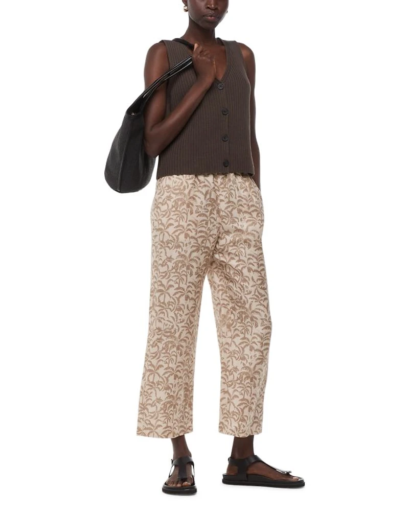 Palm Print Cropped Trousers