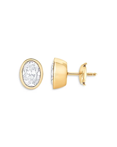Bloomingdale's Fine Collection Certified Lab Grown Diamond Oval Bezel Stud Earrings