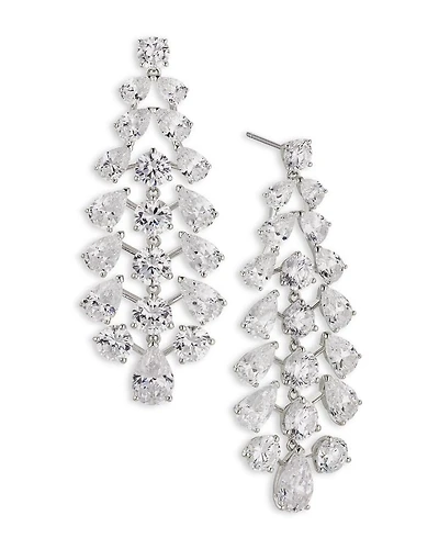 Halle Cubic Zirconia Statement Earrings in Rhodium Plated