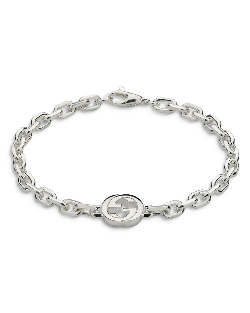 Sterling Silver Interlocking G Pendant Link Bracelet
