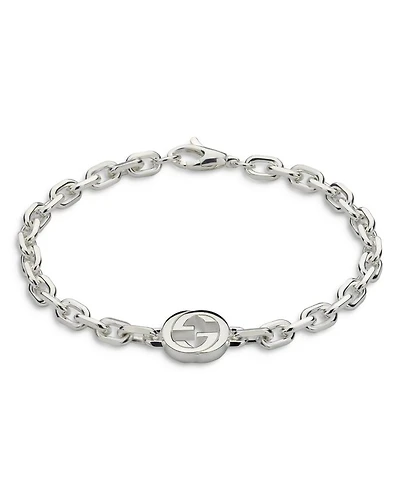 Sterling Silver Interlocking G Pendant Link Bracelet