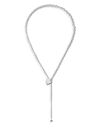 Sterling Silver Trademark Heart Lariat Necklace, 24"