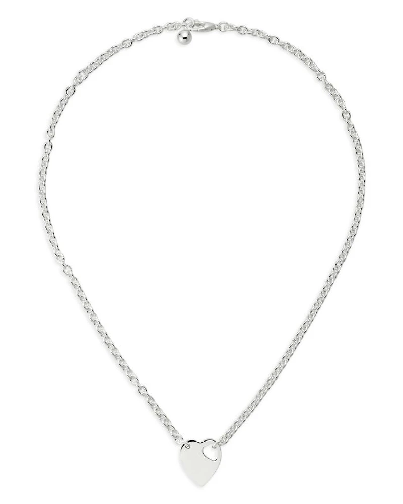Sterling Silver Trademark Heart Pendant Necklace, 15-17"