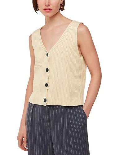 Button Front Sleeveless Knit Top