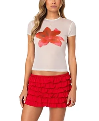 Edikted Aloha Sheer Mesh Tee