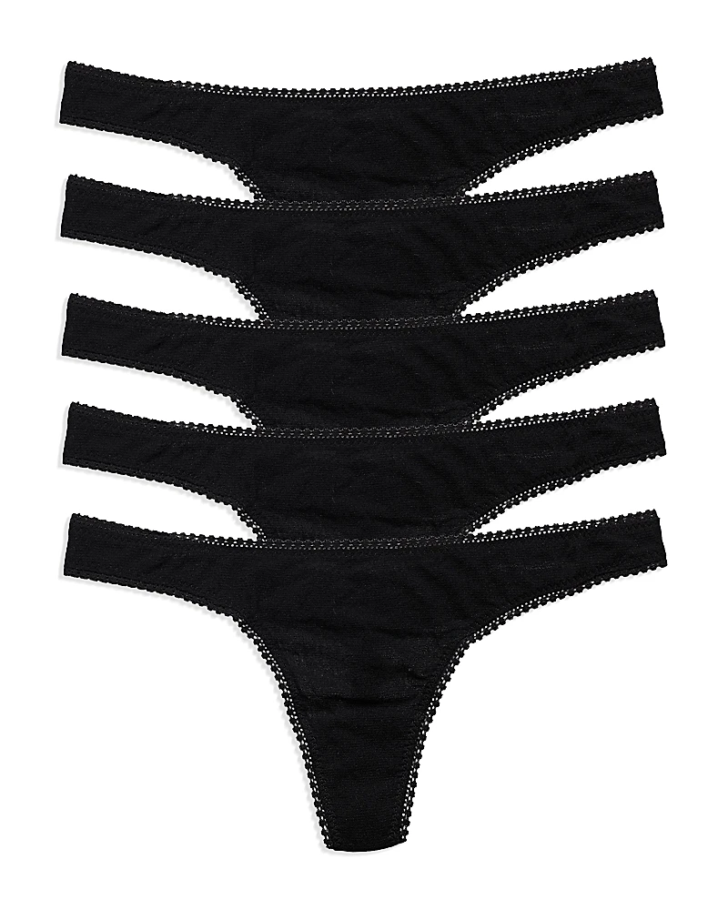On Gossamer Mesh High Cut Thongs, Set of 5