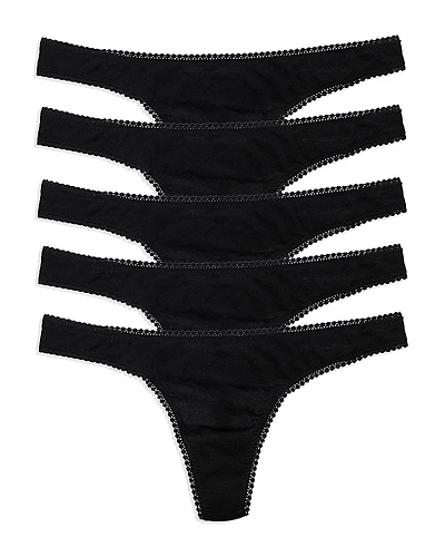 On Gossamer Mesh High Cut Thongs, Set of 5